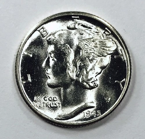 1945 D MERCURY DIME MS++ FULL SPLIT BANDS! SCARCE THIS NICE! MUST SEE!NR#G3432