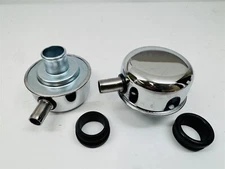 2x Chrome Valve Cover Push In Breathers w/ Tube SBC BBC SBF 350 454 Hot Rat Rod