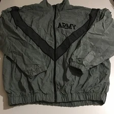 JWOD SkilCraft Army PFU Physical Fitness Mens Large Long Gray Windbreaker Jacket