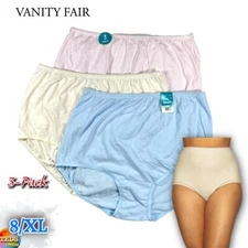 NWT  3-Pack Vanity Fair 8/XL High Waisted Full Coverage Underwear 15320