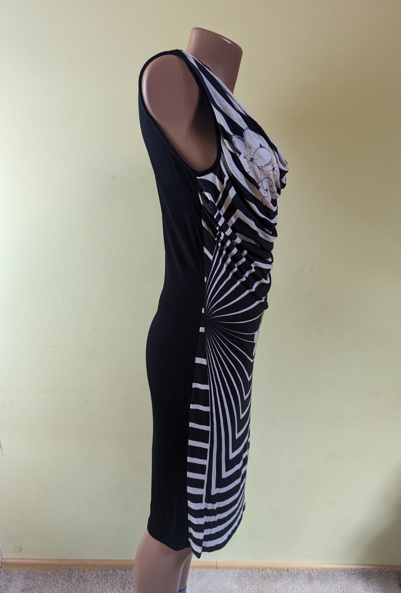 x-masuminnie  Desigual 6103368 Desigual Sz M black gray white bodycon Geometric Stripe