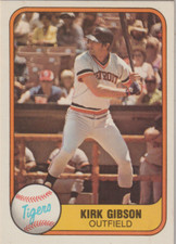 KIRK GIBSON; 1981 FLEER DETROIT TIGERS ROOKIE CARD # 481