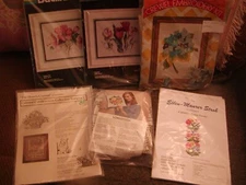 6 VINTAGE FLORAL Mixed Type Patterns Kits BUCILLA DENHAM STROH HEARTS CONTENT