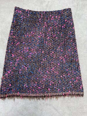 olivfarbener Tweed Boucle Rock von ottod'Ame Gr. 34 mit fransigem Saum