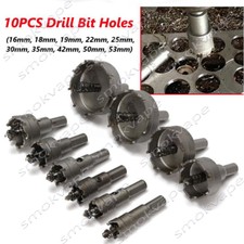 10pc 16-53mm Carbide Tip TCT Hole Saw Cutter Drill Bit Set For Steel Metal Alloy