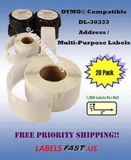 Dymo Compatible Shipping & Mailing USPS® 30333 Address Badges BPA Free 20 Rolls