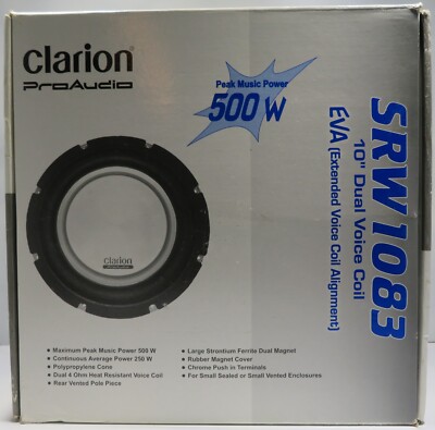 NEW | Clarion SRW1083 10'' Dual 4 Ohm 500W Pro audio Speaker | NIOB - OPEN BOX