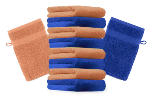Betz 10 Waschhandschuhe PREMIUM 16x21cm 100% Baumwolle royalblau und orange - Bild 1 von 4