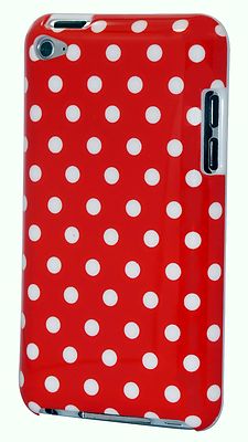 for iPod touch 4th th g itouch case red w/ white polka dots hard back  case