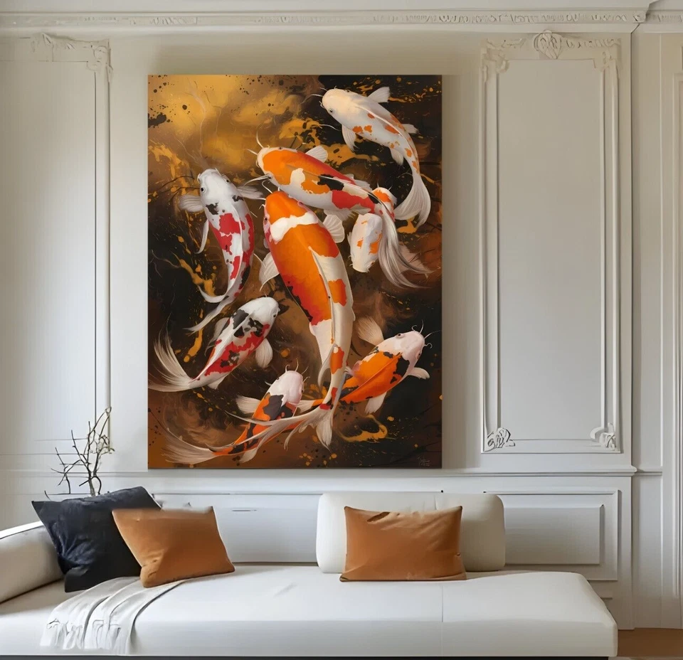 XXL LEINWAND BILD ER BIS 160x120x5 FISCHE KOI BUNTES WANDBILD MODERNES GEMÄLDE - Bild 2 von 3