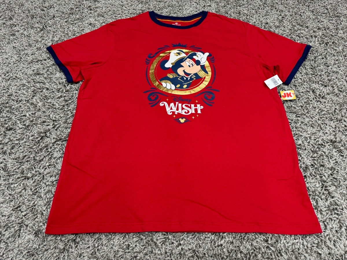 Disney ネイビー　長袖シャツ Mサイズ Disney cruise 限定 NEW Disney Cruise Line Shirt Adult Large Red Blue Gold
