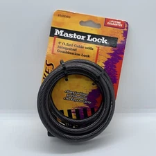 Master Lock  4 ft. 4-Dial Combination  Steel  Locking Cable, 8143DSG