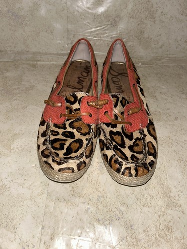 Sam Edelman Sebastian Brown Leopard Print Slip On Boho Preppy Loafers Size 10 - Picture 4 of 8