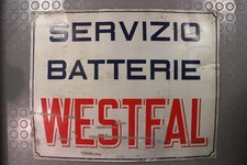 Insegna Pubblicitaria SERVIZIO BATTERIE WESTFAL epoca anni '50 Vecchia Officina