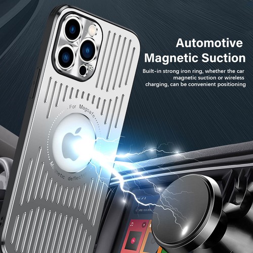 For iPhone 16 Pro Max 15 14 13 12 MagSafe Metal Case Heat Dissipation Shockproof - Picture 3 of 21