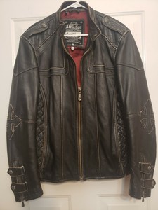 affliction leather jacket buckle