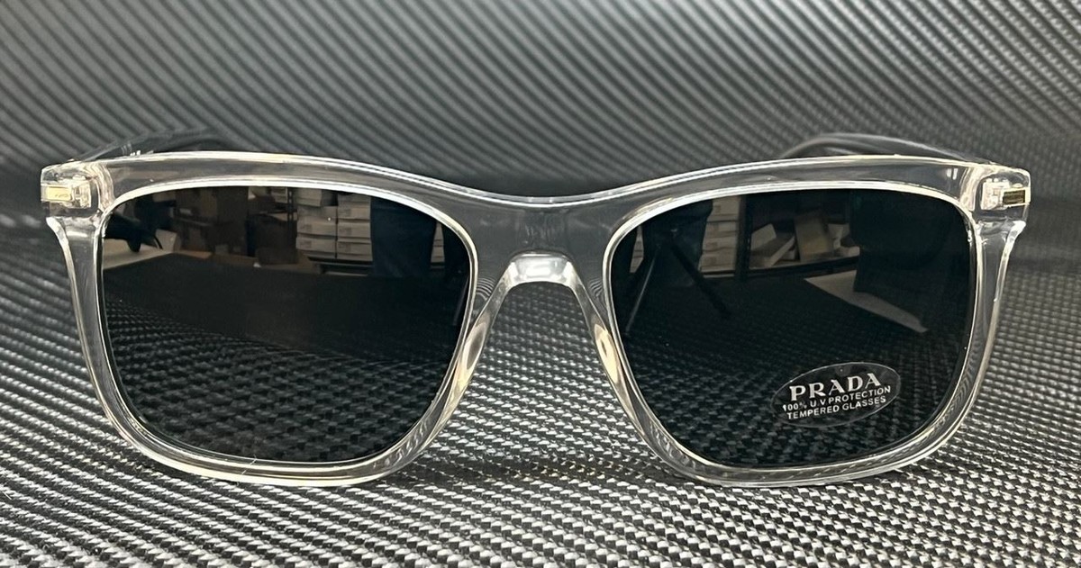 PRADA PR 18WS U430A9 Gray Crystal Blue Men's 56 mm Sunglasses | eBay