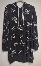 Nightmare Before Christmas Sleep Shirt Womens L 12-14 Hooded Tim Burton Disney