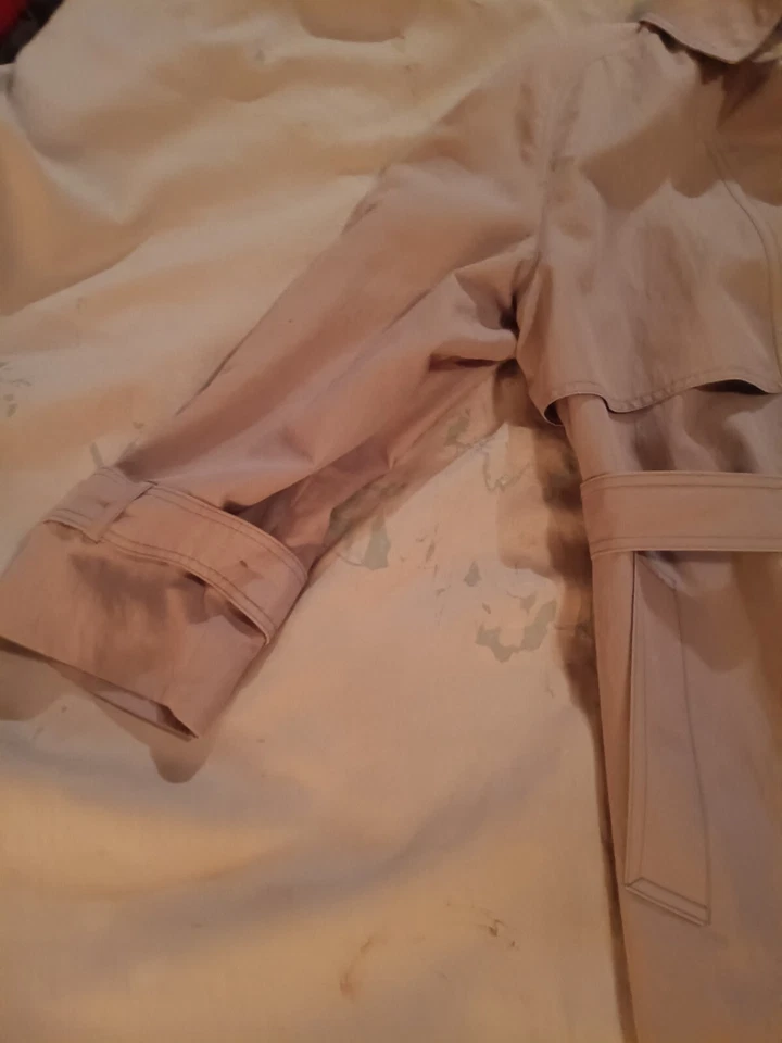 London Fog Coat Womens Size 14 Purple Lilac Button & Belted Coat Trench Coat  - Image 4 of 4