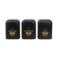 Vorratsdosen 3Er-Set Eckig Schwarz Metall Kaffeedose Teedose Zuckerdose Neuetisc
