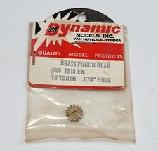 Vintage Slot Car Gear 1/32 1/24 Dynamic Models Inc 808 Brass Pinion 14 Tooth