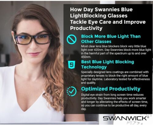 Swanwick Day Swannles Fitover ( Black) Regular Blue Light Blocking GlassComputer - Picture 3 of 12