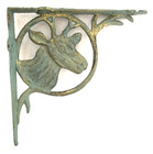 Deer Stag Cast Iron Wall Shelf Bracket Lodge Sportsman Hunting Bronze Patina 9"