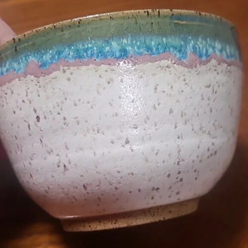 Watts Bowl Candy Dish Studio Pottery Blue Drip Glaze Signed Handmade - Picture 2 of 5