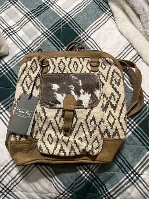 Myra Bag Amber Hairon Pocket Tan, Cream & Black Patterned Backpack Bag Wild enough to wander. Rock-Strewn Canvas & Hairon Bag  main image 3