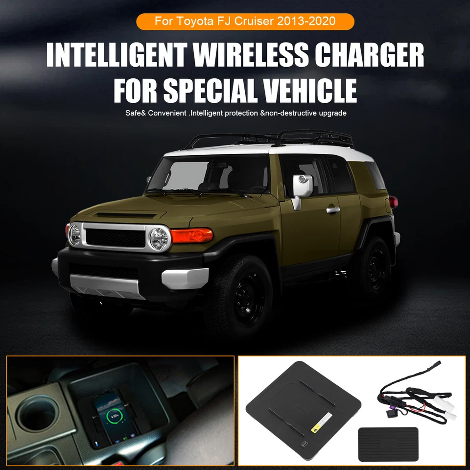 Bandeja cargador inalámbrico 15W consola central rápida para Toyota FJ Cruiser 2013-2020 Foto 2 de 4