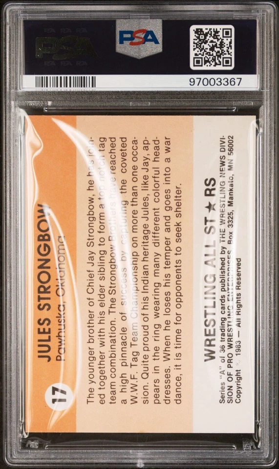 JULES STRONGBOW PSA 6 AUTO 9 1983 Wrestling All Stars POP 3 Rookie Signed 🔥🔥 - Image 2 of 2