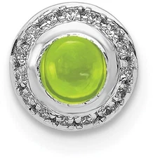 14K White Gold Diamond & Cabochon .47ctw Peridot Chain Slide Pendant