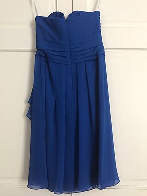 short crinkle chiffon dress with front cascade David's Bridal Wister Short Crinkle Chiffon Dress with Front Cascade size 8
