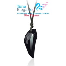 Sterling Sliver leather men wolf tooth necklace made with swarovski large 19mm
