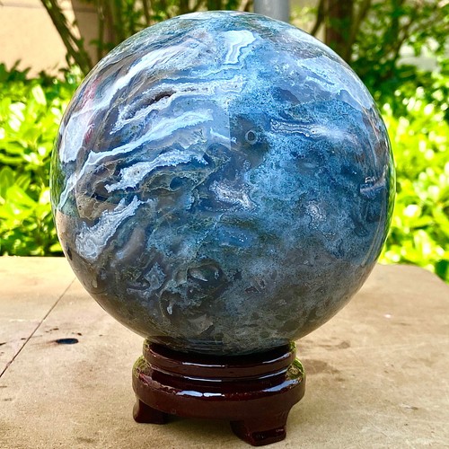 9.57LB Natural Water Grass Agate Ball Quartz Crystal Ball Healing - 第 1/13 張圖片