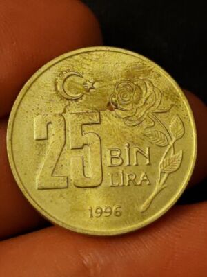 Turkey 25000 Lira 25 Bin Lira 1996 VF free UK post Ataturk Kayihan coins T26