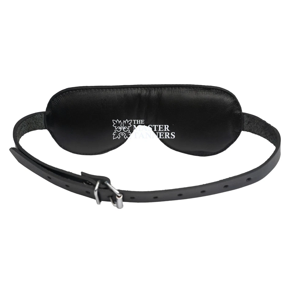 Blindfold for Couples Real Leather Role Play Eye Mask with Adjustable Strap - Image 3 of 4