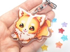Kawaii Welsh Corgi Dog 2in Clear Acrylic Kawaii Puppy Charm Keychain gift