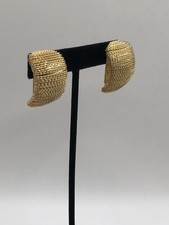 Vintage Wide Wire Wrap Goldtone Earrings Half Hoop Pierced 1.5  