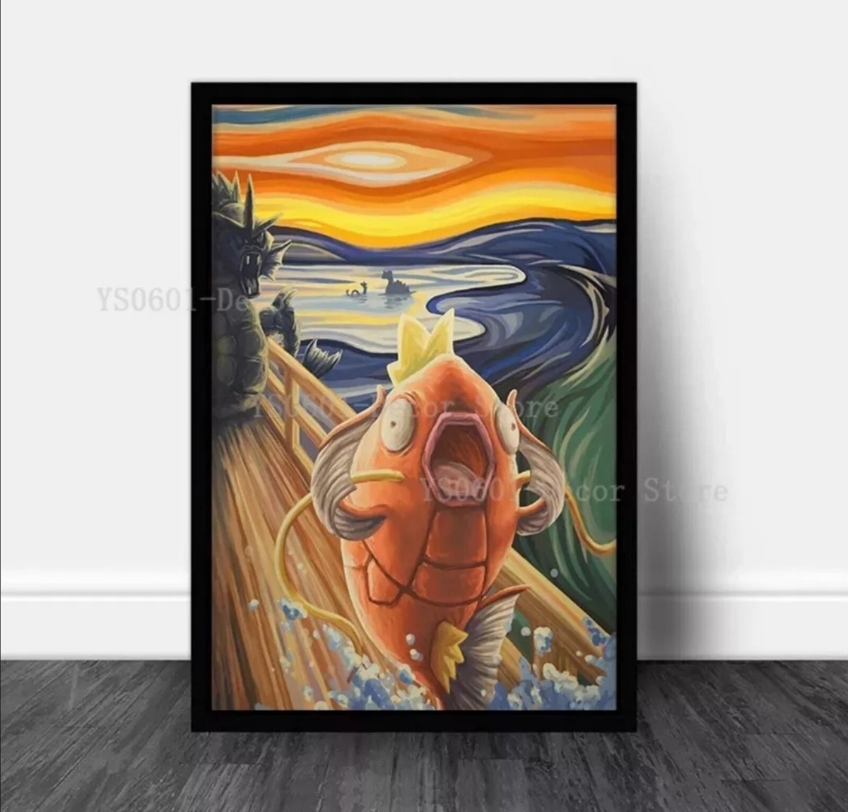 Magikarp Van Gogh Scream PokeArt Canvas Poster Wall Art Home Decor