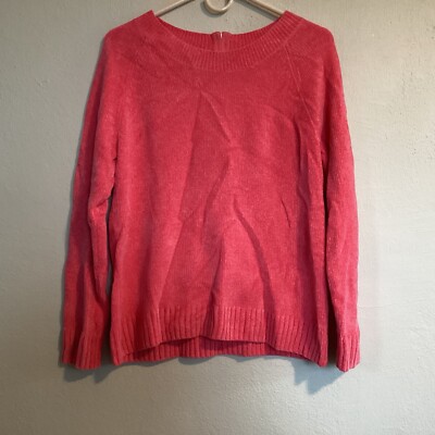 Talbot's Pink Sweater Women's Large Petite Zip Back Crewneck - Main Image