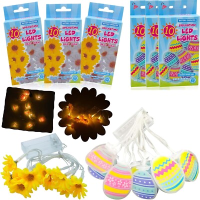 LED-Lichterkette Ostern - gelbes Gänseblümchen & Ei warmweiß, batteriebetrieben UK