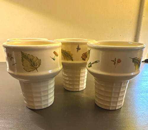 Pfaltzgraff Portfolio Naturewood Leaves Set of 4 Ceramic Mugs White/Green