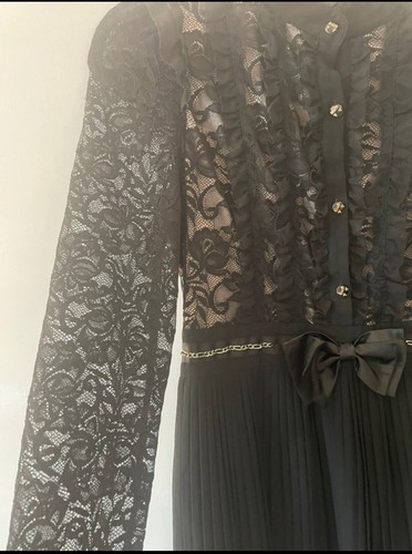 Gothic Lolita Style Black Lace & Pleated Dress - Size 10 - Picture 15 of 15