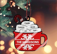 Christmas Family Hot Chocolate Ornament - Custom Ornament Flat 2D