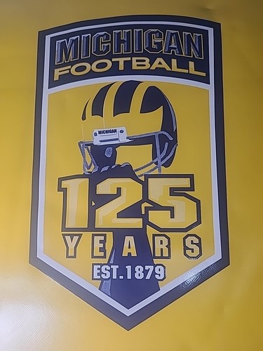 Michigan Wolverine Football Stadium Cushion 125 Years Est 1879 Yellow Blue Used - Picture 3 of 3