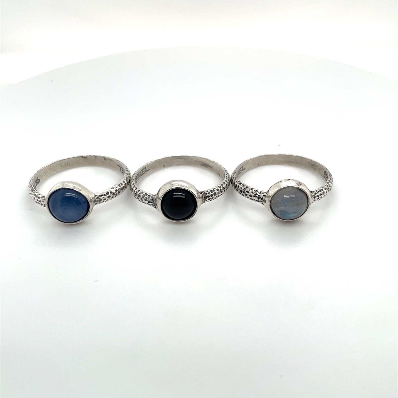 925 Sterling Silver Bezel Set Multi Gem Trio Stac… - image 3