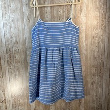 Gap Cami Dress Womens 12 Blue White Striped Strapp Fit and Flare Summer Midi