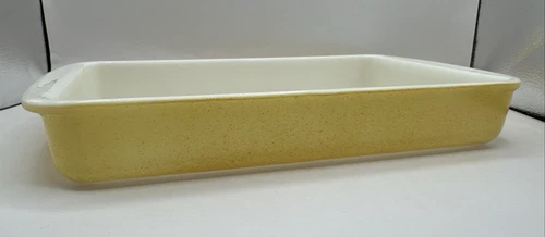 Vintage Pyrex 232 Yellow Speckled Desert Dawn Casserole Baking Dish 2 Qt.