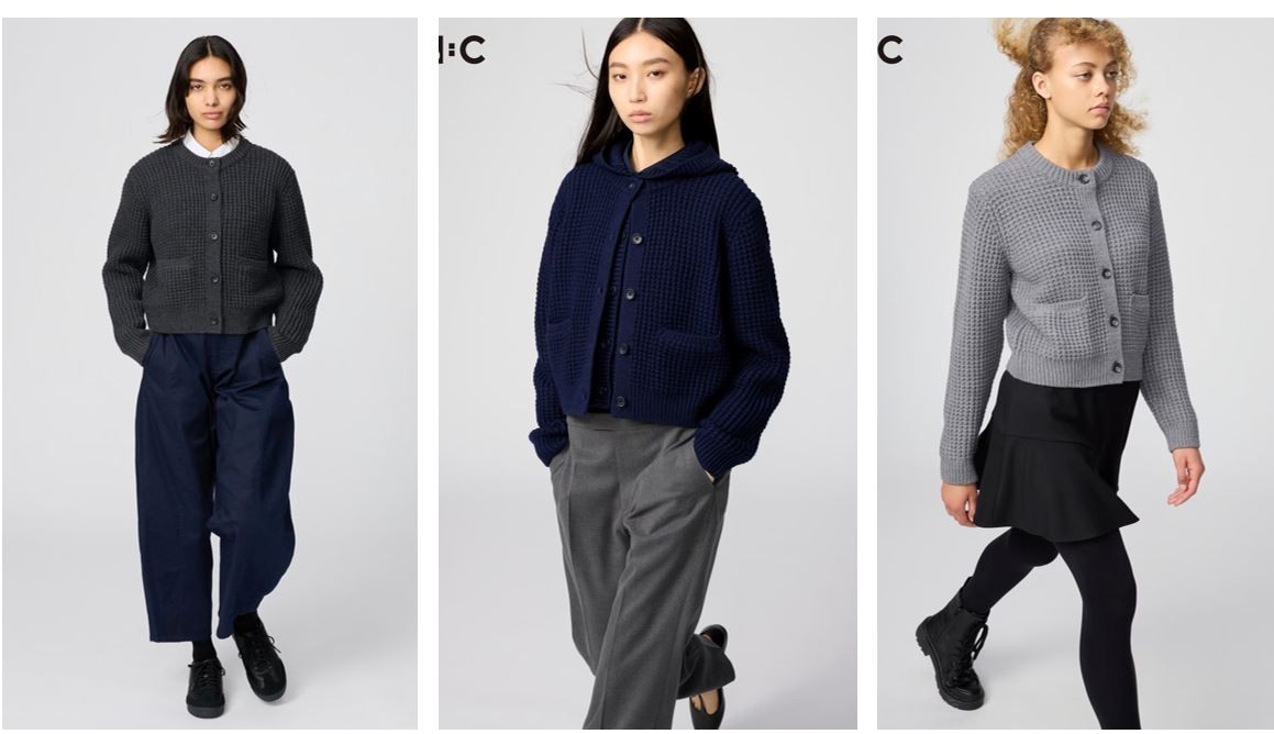 UNIQLO:C Waffle knit crew neck cardigan XS-XXL 3Color Women New